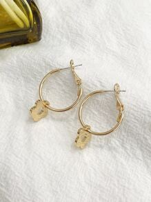 DAZY 花朵吊坠耳环 情人节、妈妈、母亲、母亲节、礼物 - 金黃色 - 查看 8