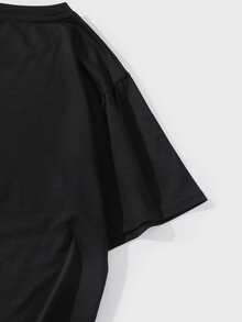 Manfinity Bộ hai mảnh Nam Dây kéo Đồ họa Lá thư Giải trí - màu đen - Xem 3