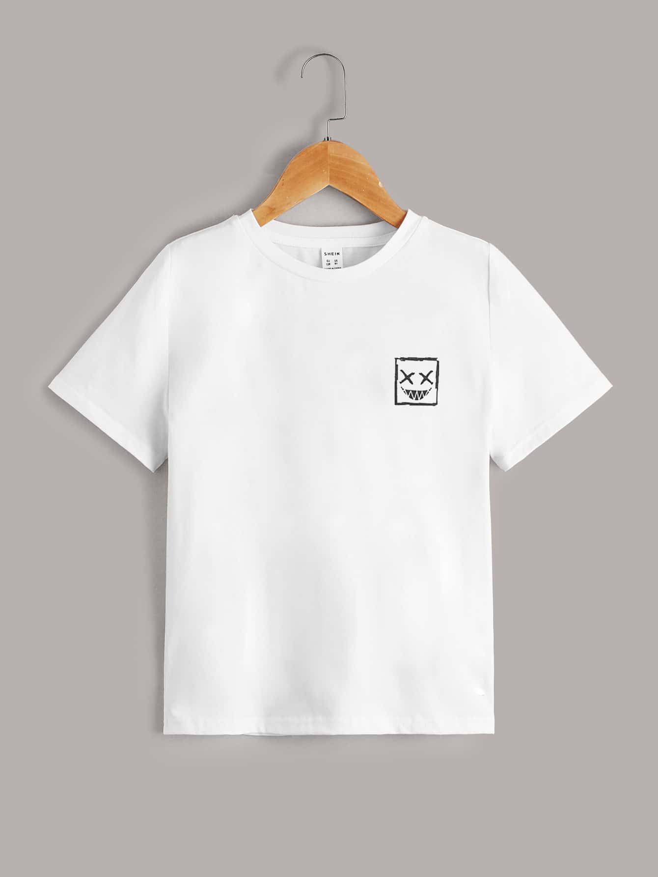 SHEIN Boys Cartoon Face Pattern Tee