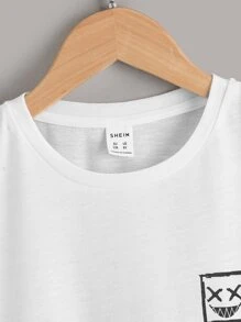 SHEIN Boys Cartoon Face Pattern Tee