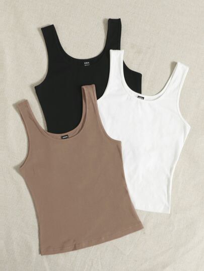 SHEIN EZwear 3 pezzi canotta monocolore