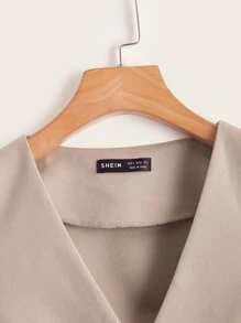 SHEIN EZwear Hanky Hem Button Front Vest Blazer - Apricot - View 4