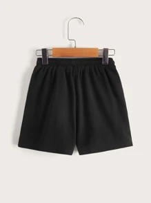 SHEIN Young Boy 2pcs Patched Drawstring Waist Track Shorts - Multicolor - View 5