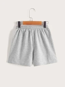 SHEIN Young Boy 2pcs Patched Drawstring Waist Track Shorts - Multicolor - View 7