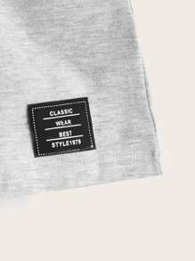 SHEIN Young Boy 2pcs Patched Drawstring Waist Track Shorts - Multicolor - View 9