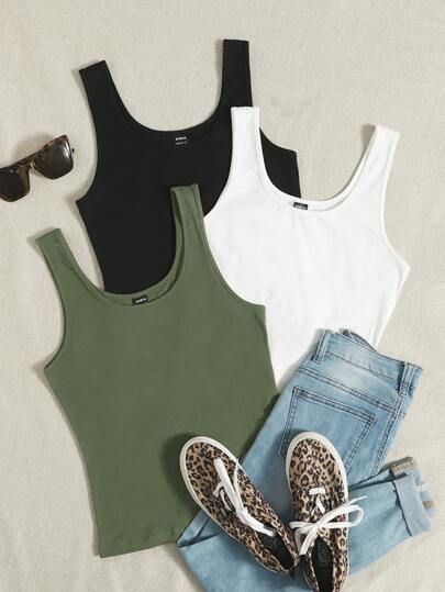 SHEIN EZwear Top minimaliste décontracté à couleur unie et large bretelle, pour port quotidien pour femmes