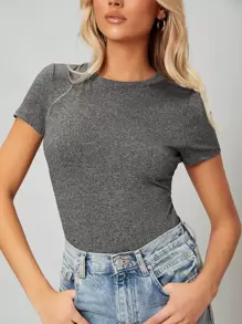 SHEIN Essnce 合適合身連體衣 - 深灰色 - 查看 1