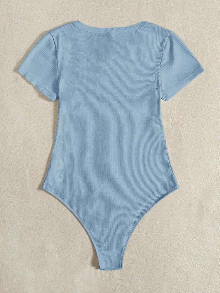 Scoop Neck Rib-knit Bodysuit