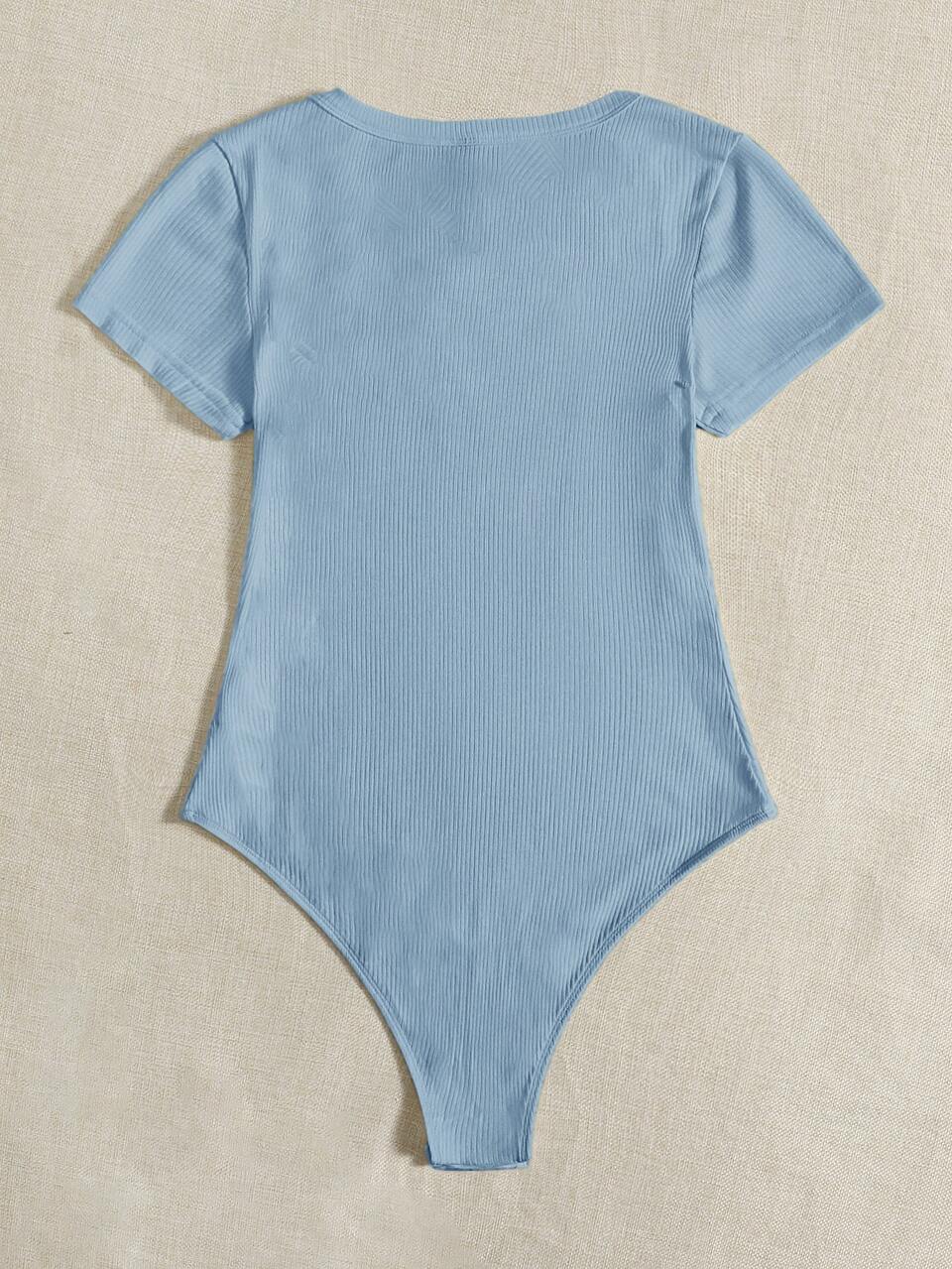 Scoop Neck Rib-knit Bodysuit