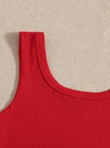 Muchica 2 piezas Top tank unicolor tejido de canalé - Rojo y blanco - Ver 4