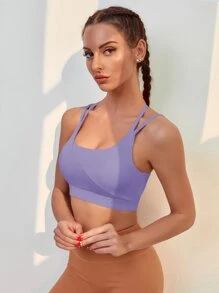 Easithlete Medium Support  Crisscross Sports Bra - Lilac Purple - View 3