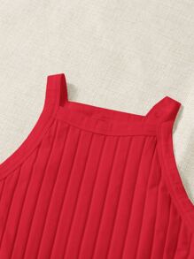 SHEIN EZwear Solid Rib-knit Halter Top