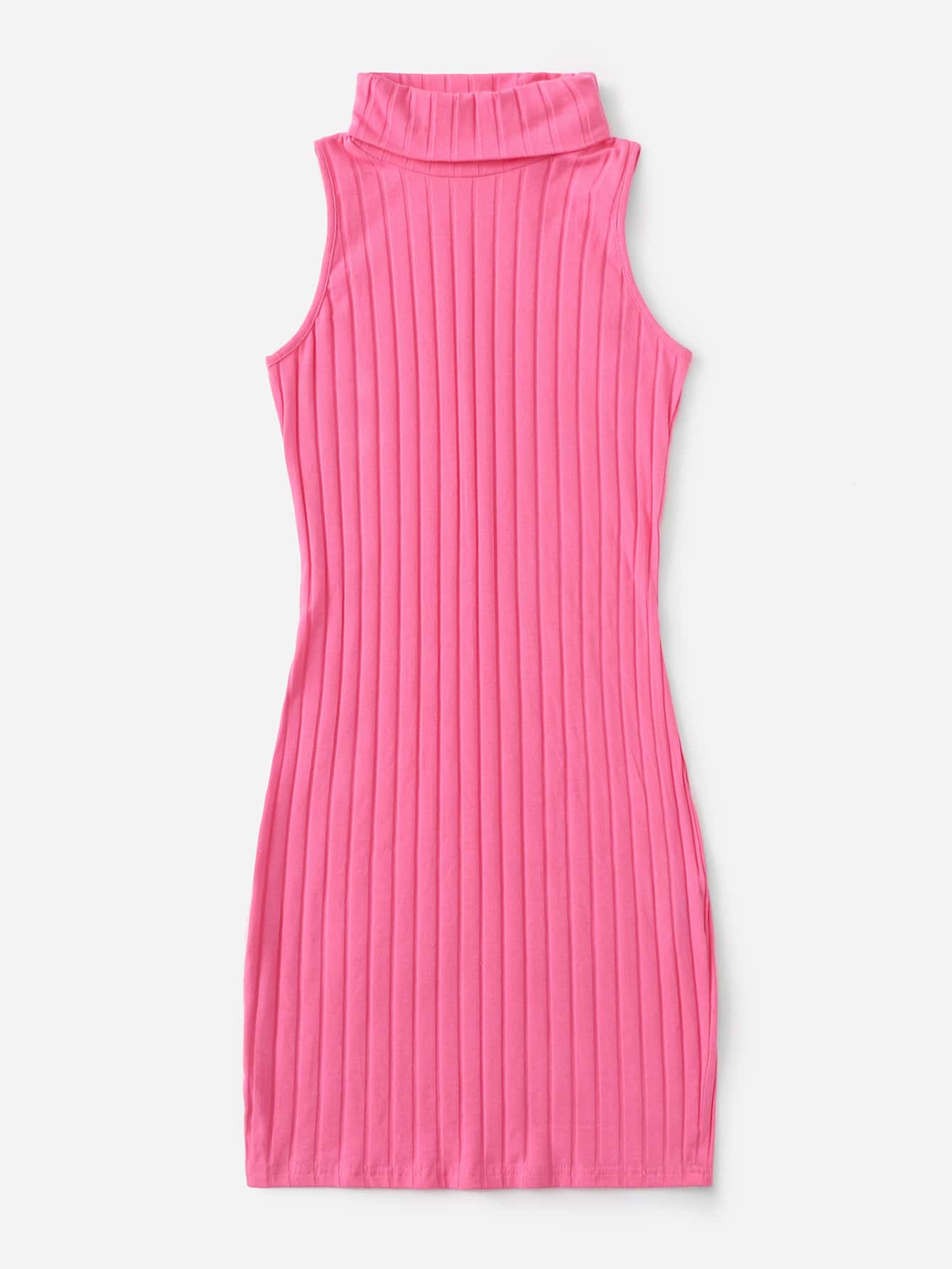 SHEIN Privé Đầm Gân đan màu trơn Giải trí - Hồng - Xem 3
