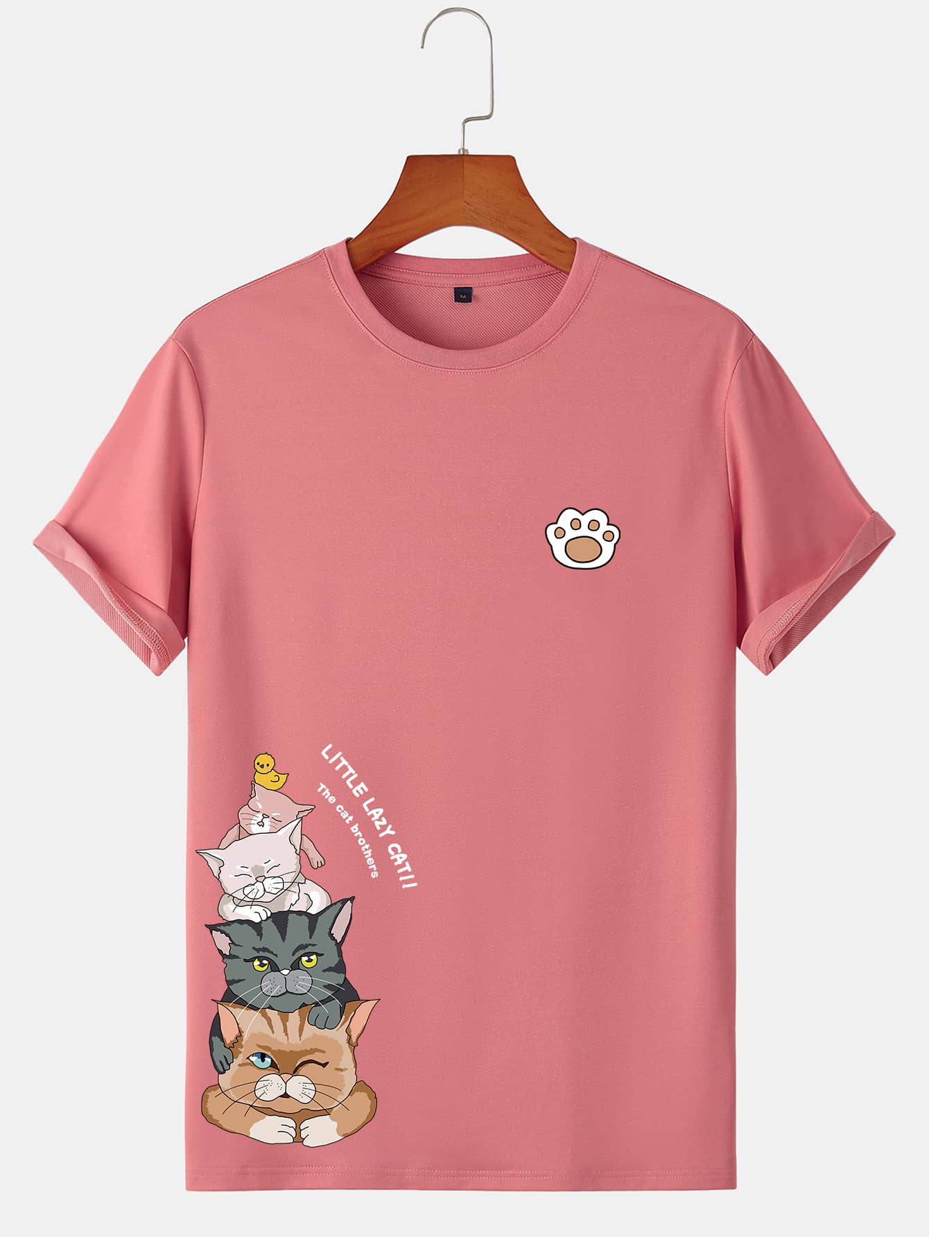 Manfinity Hypemode 男士卡通和字母圖案T恤 - 粉色 - 查看 1