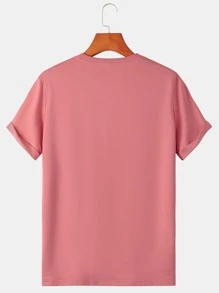 Manfinity Hypemode 男士卡通和字母圖案T恤 - 粉色 - 查看 2