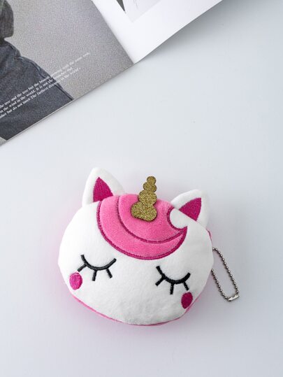 1PC Children's Cartoon Unicorn Smiling Cute Plush Coin Purse