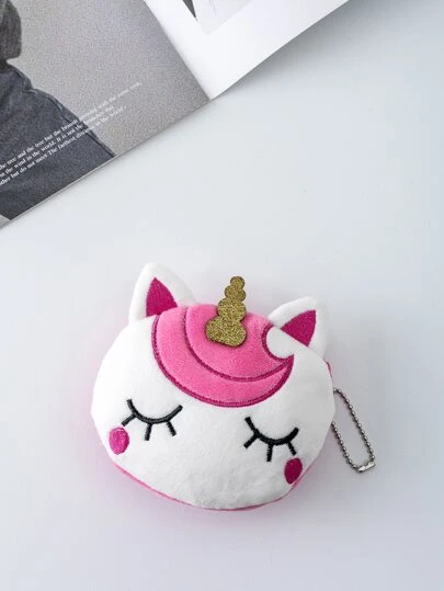 1PC Children's Cartoon Unicorn Smiling Cute Plush Coin Purse
