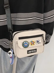 High School Students University Freshman Multifunctional Sling Bag Shoulder Bag Casual Bag Waterproof Nylon Crossbody Bag For Men, Handbag Schoolbag For Travel,College,Outdoors,Sports,Commute Sling Bag Shoulder Bag Side Bag Square Bag For Holiday Summer Men Gifts Sling Bag For Man Man Bag Cross Body Bag Side Bag Back To School School Supplies Fall Messenger Bag Bag For Man Cylinder Bag Old Money Halloween Christmas - Beige - View 2