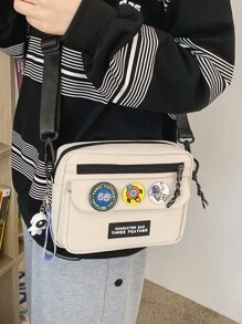 High School Students University Freshman Multifunctional Sling Bag Shoulder Bag Casual Bag Waterproof Nylon Crossbody Bag For Men, Handbag Schoolbag For Travel,College,Outdoors,Sports,Commute Sling Bag Shoulder Bag Side Bag Square Bag For Holiday Summer Men Gifts Sling Bag For Man Man Bag Cross Body Bag Side Bag Back To School School Supplies Fall Messenger Bag Bag For Man Cylinder Bag Old Money Halloween Christmas - Beige - View 4