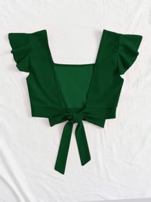 SHEIN Essnce Crop Top mit Rüschen Armloch, Band hinten