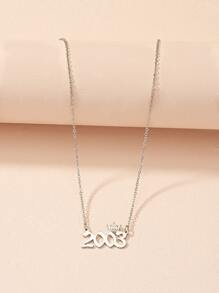 Number Pendant Necklace - Silver - View 1