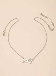 Number Pendant Necklace - Silver - View 2