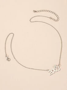 Number Pendant Necklace - Silver - View 3