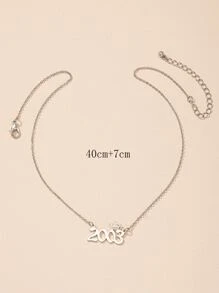 Number Pendant Necklace - Silver - View 4