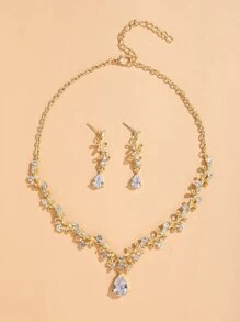 3 piezas Set joya con diamante de imitación - Amarillo Oro - Ver 1