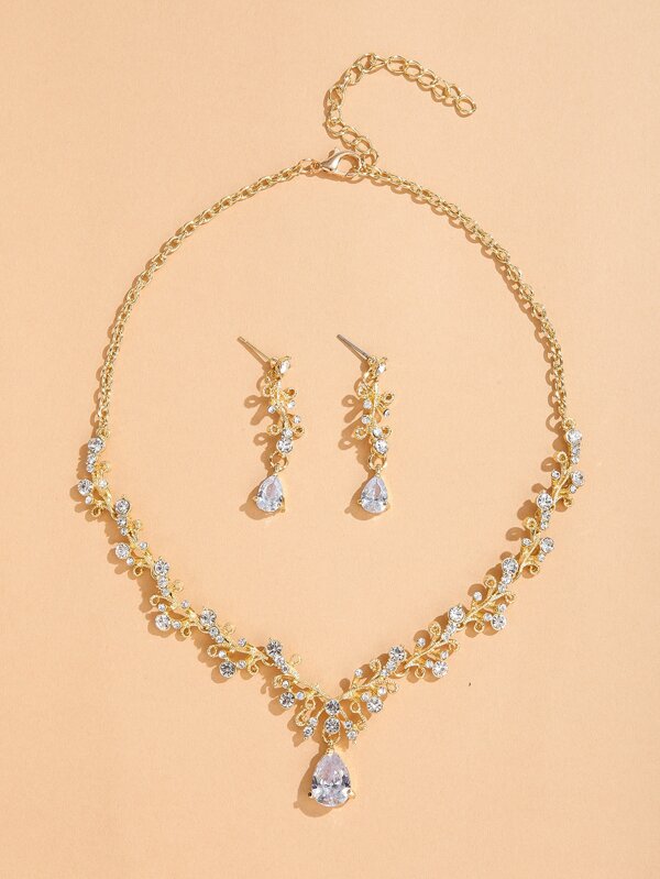 طقم مجوهرات حجر الراين 3 قطع