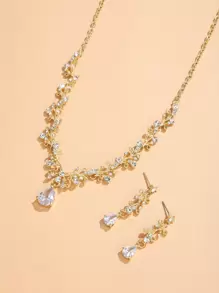 3 piezas Set joya con diamante de imitación - Amarillo Oro - Ver 2