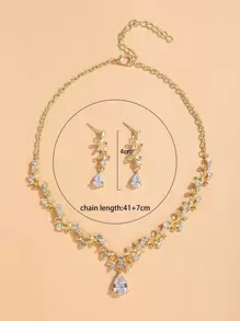 3 piezas Set joya con diamante de imitación - Amarillo Oro - Ver 3