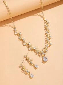 3 piezas Set joya con diamante de imitación - Amarillo Oro - Ver 4