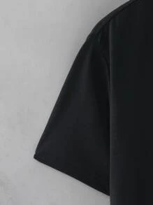 Manfinity EMRG Camisetas para hombre con cuello redondo ajustado, mangas cortas, tejido de poliéster veraniego con gráficos de dragón chino - Negro - Ver 3