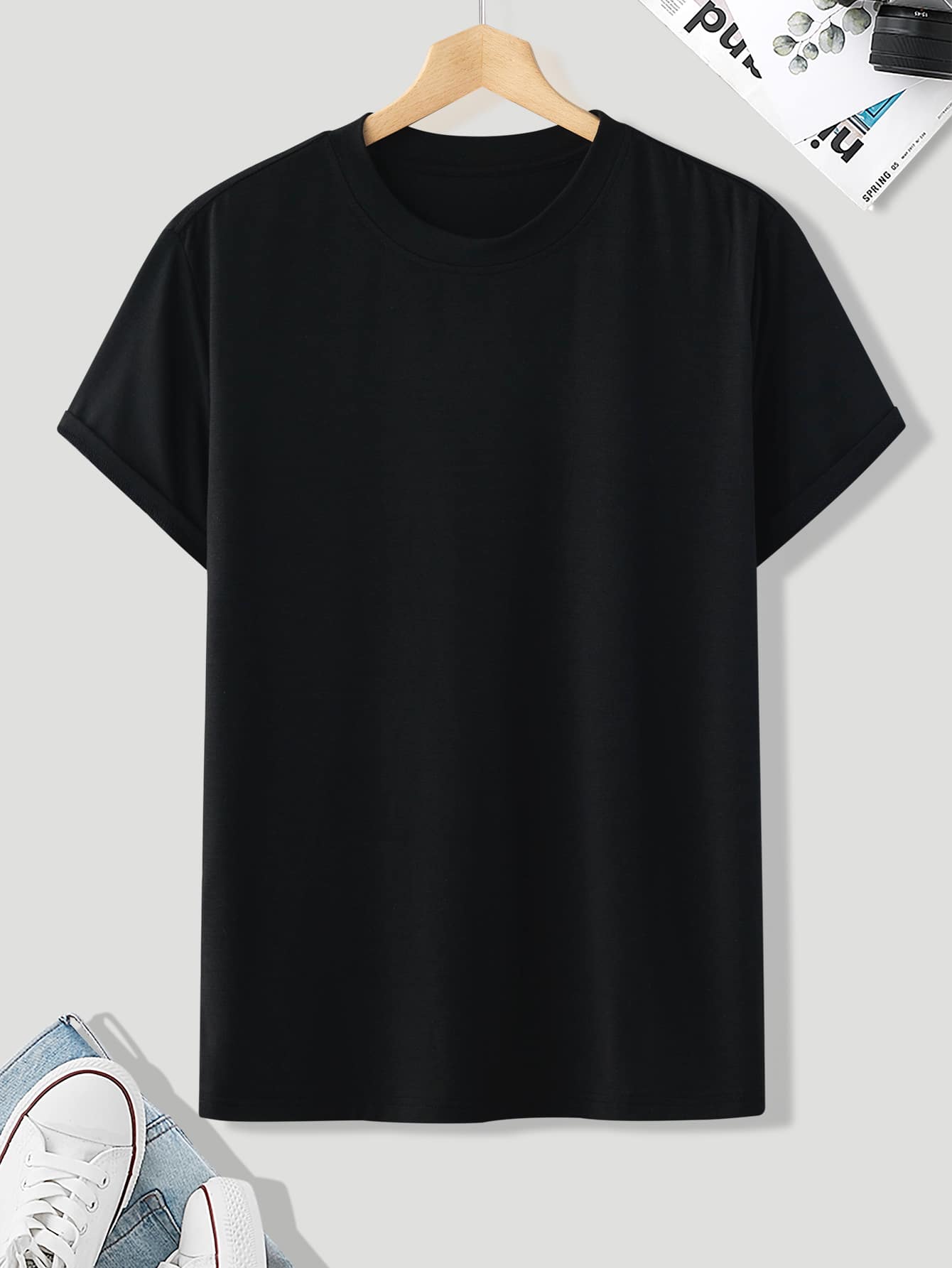 Manfinity EMRG Camisetas para hombre con cuello redondo ajustado, mangas cortas, tejido de poliéster veraniego con gráficos de dragón chino - Negro - Añade 4