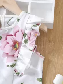 SHEIN 小女童印花荷葉邊襯衫和附腰帶短褲 - 彩色 - 查看 3