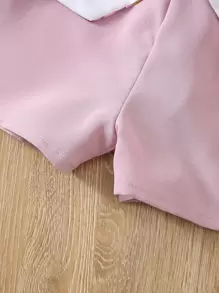 SHEIN 小女童印花荷葉邊襯衫和附腰帶短褲 - 彩色 - 查看 6