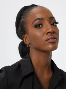 Minimalist Solid Hoop Earrings - Yellow Gold - View 4