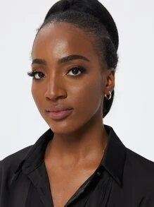 Minimalist Solid Hoop Earrings - Yellow Gold - View 5