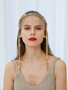 Rhinestone Tassel Decor Headband - Gold - View 3