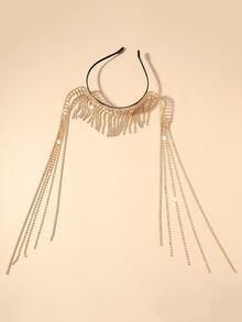 Rhinestone Tassel Decor Headband - Gold - View 4