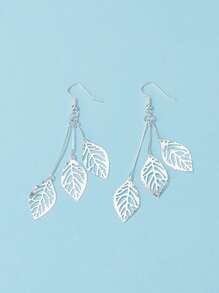 Bông tai thả trang trí hình lá - Bạc - Xem 2
