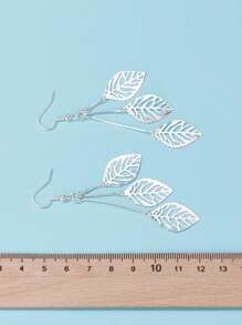 Bông tai thả trang trí hình lá - Bạc - Xem 4