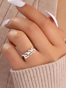 Number Decor Ring - Silver - View 1