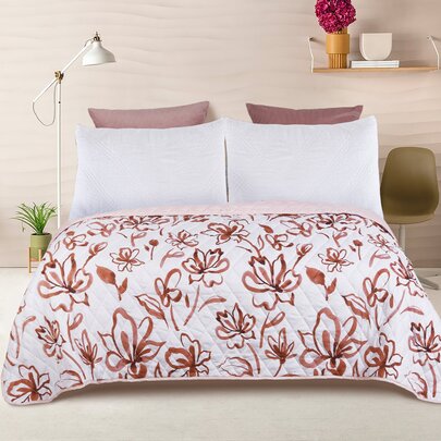 Flower Print Quilted Bedspread