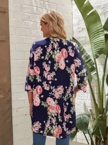 EMERY ROSE Abrigo de frente abierto con estampado floral para otoño/invierno - Multicolor - Ver 2