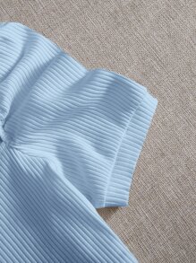 Soleia Top de manga farol de cuello V - Celeste - Ver 5