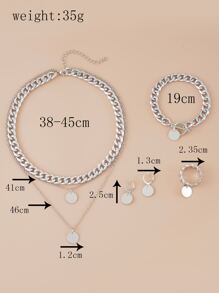 5 piezas Set joya con diseño redondo - Plateado - Ver 3