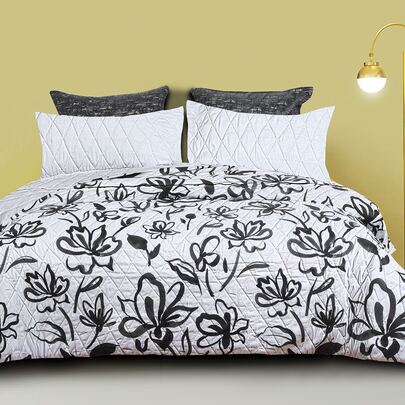 Flower Print Quilted Bedspread