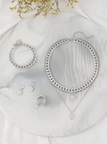 5 piezas Set joya con diseño redondo - Plateado - Ver 4